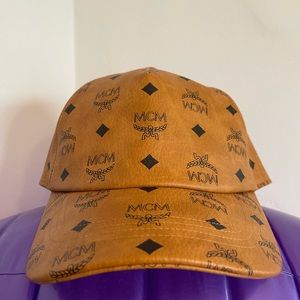 MCM Authentic leather monogram hat in Cognac